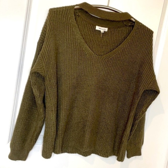 MIRACLE | Women’s Olive Green Chunky Knit MIRACLE Sweater Size Small - Picture 5 of 6